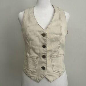 anthropologie Belle Vere cream button down Vest size Xs  NWT